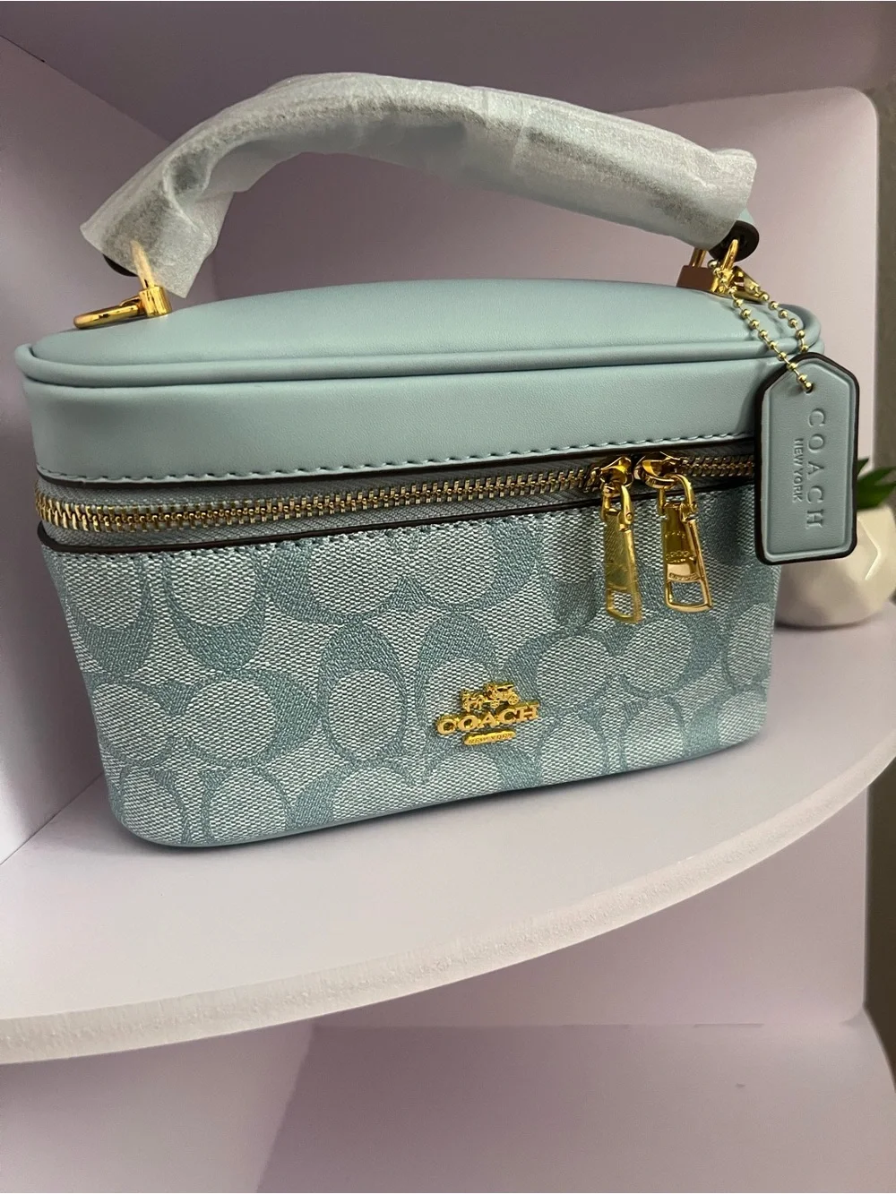Coach Light Blue Signature Mini Vanity Case